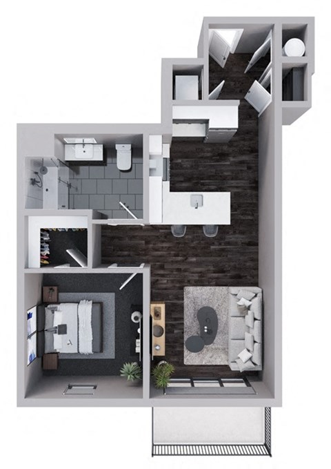A2 - 1 Bedroom 1 Bathroom Floor Plan at Stadium Lofts, Kannapolis, North Carolina